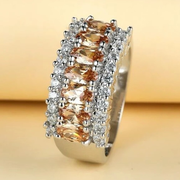 Sterling Silver Cubic Zirconia Peach Ring - Picture 2 of 10